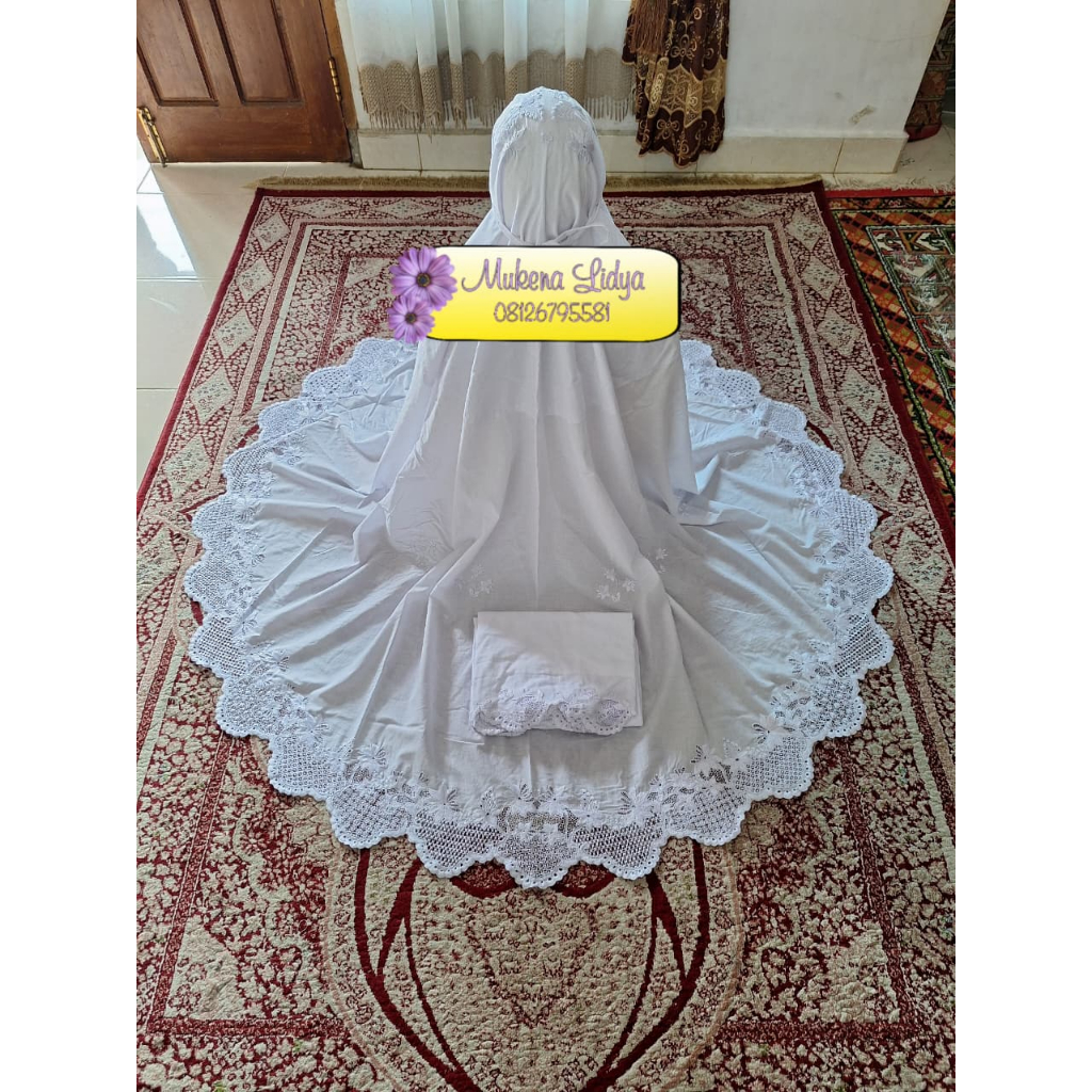 Mukena Katun Paris Putih Premium Full Manual