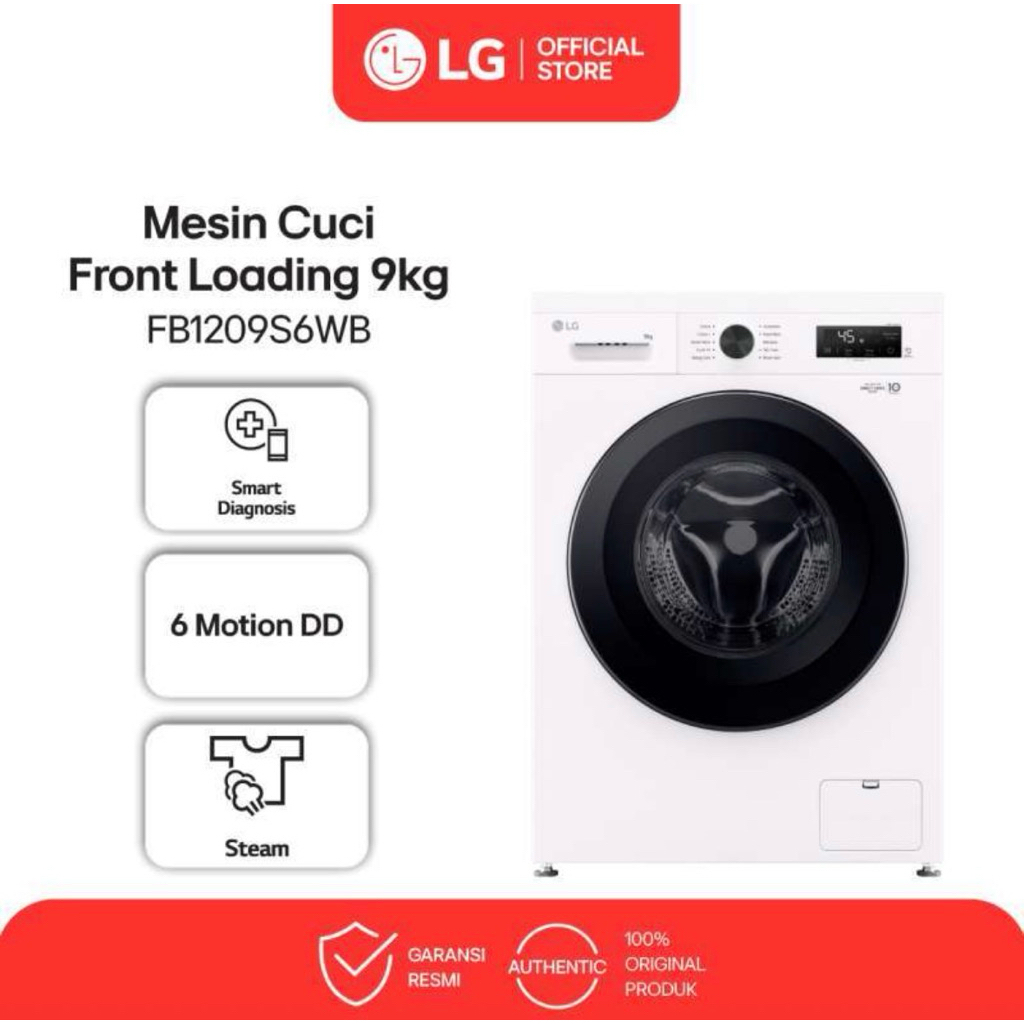 (PACKING KAYU) MESIN CUCI LG FB1209S6WB (9KG) FRONT LOADING 9KG INVERTER DIRECT MOTOR mesin cuci LG 