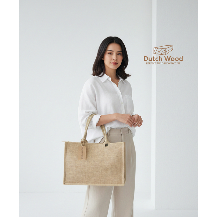 Tas Goni Dutchbag Burlap Laminasi Jutebag Tahan Air Polos Tanpa Bordir Bahan Organik Ramah Lingkunga