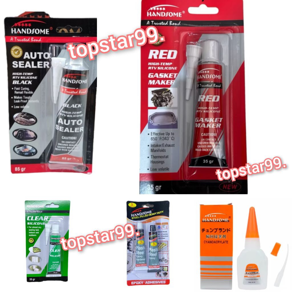 Lem Handosome Auto Sealer Hitam Red Silicone Merah silikon Sealant Bening black red clear Gasket 5 m