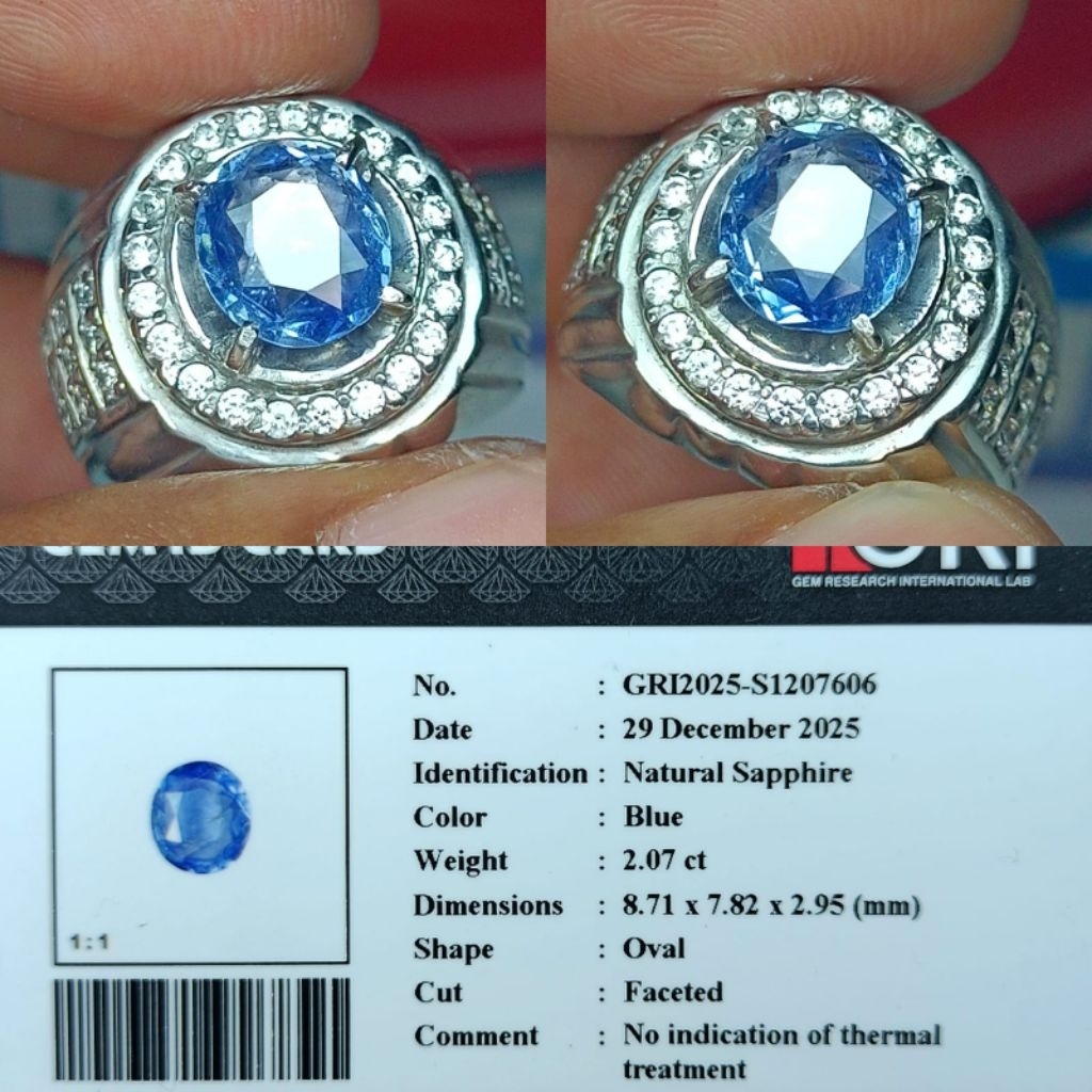 natural blue sapphire blue memo GRI