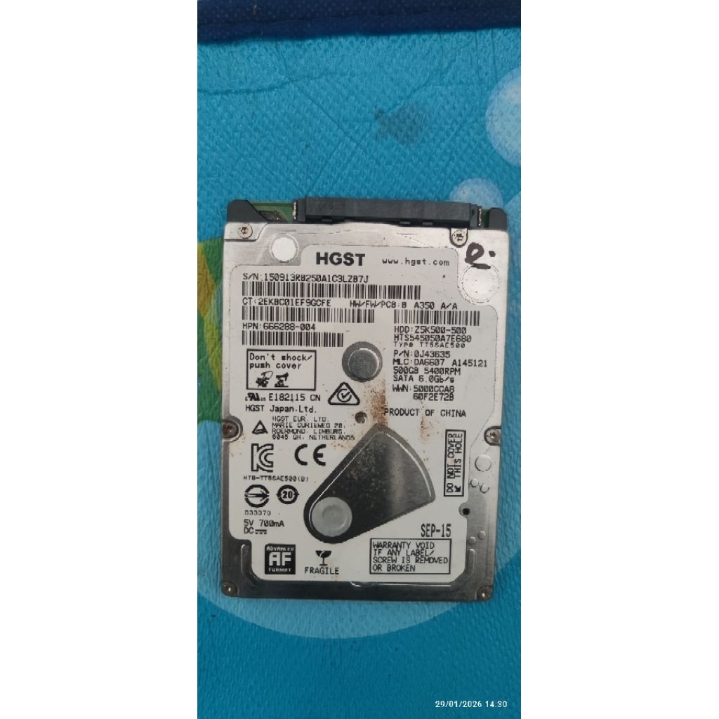HDD LAPTOP 500GB EROR