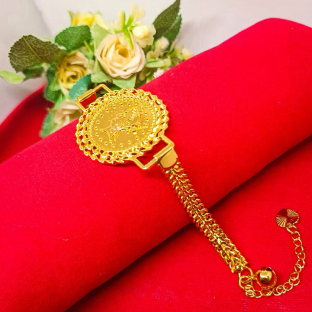 Gelang Titanium Wanita Mewah Elegan Tikar Dubai Warna Emas24K