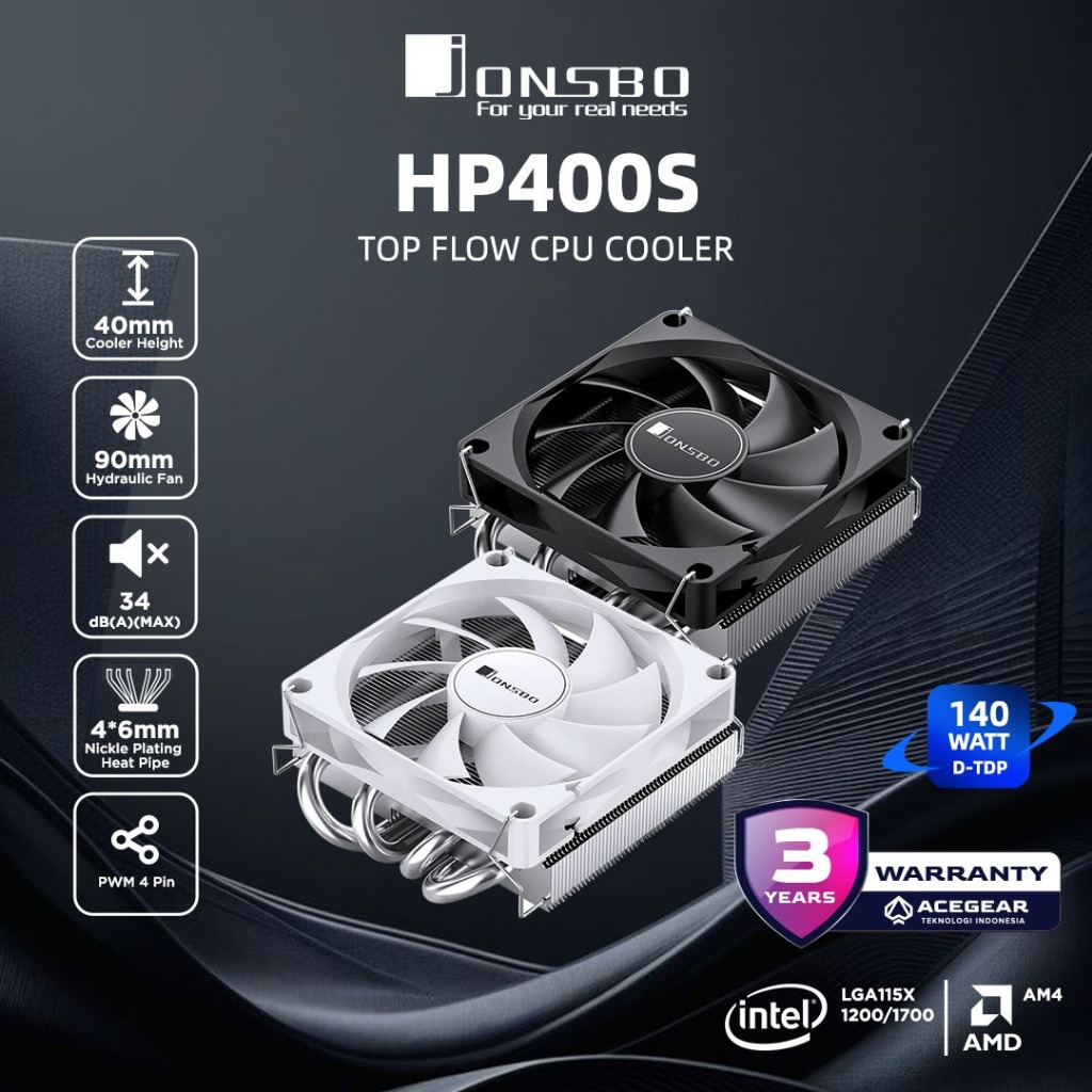 Jonsbo HP-400S Low Profile Cpu Air Cooler 4Heatpipe Intel&Amd