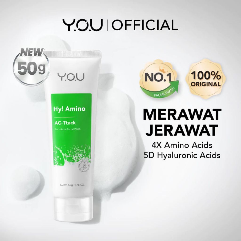 YOU Hy Amino Anti Acne Facial Wash - Kulit Berjerawat - Kulit Berminyak - Jerawat - Sabun Cuci Muka