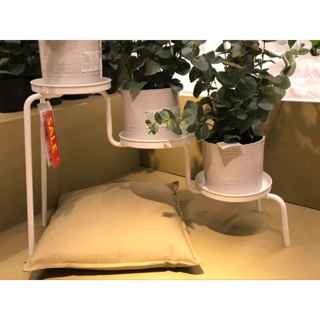 Rak hias susun 3 rak tanaman bulat rak besi putih rak bunga