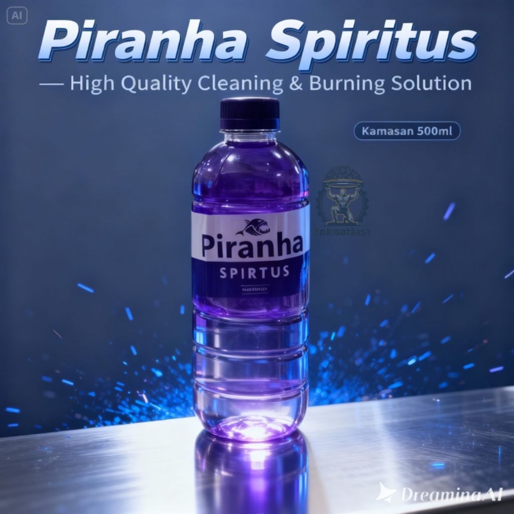 Spirtus Ungu Piranha 500ml — Cairan Pembersih Serbaguna & Bahan Bakar Alkohol Ungu. Spirtus Bakar Un