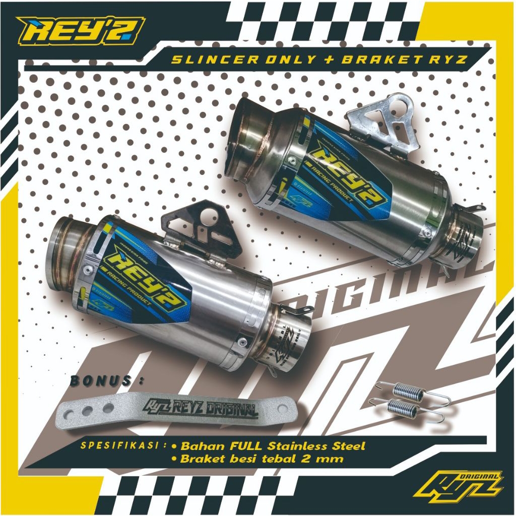 Knalpot Original REYZ Type RZ PRO dan RZ PRO 9 Untuk Drag Race Road Race Kompetisi Inlet 50