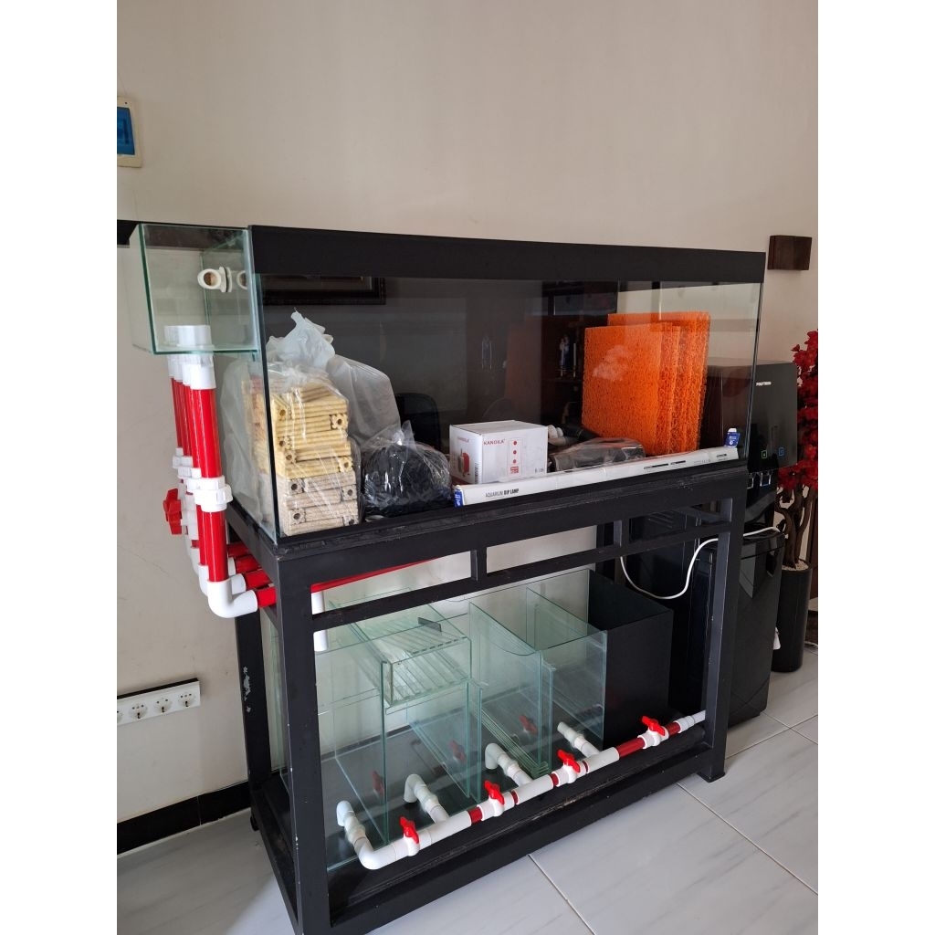 AQUARIUM + SUMP FILTER BAWAH + PERINTILAN MURAH PRELOVED JEMBER