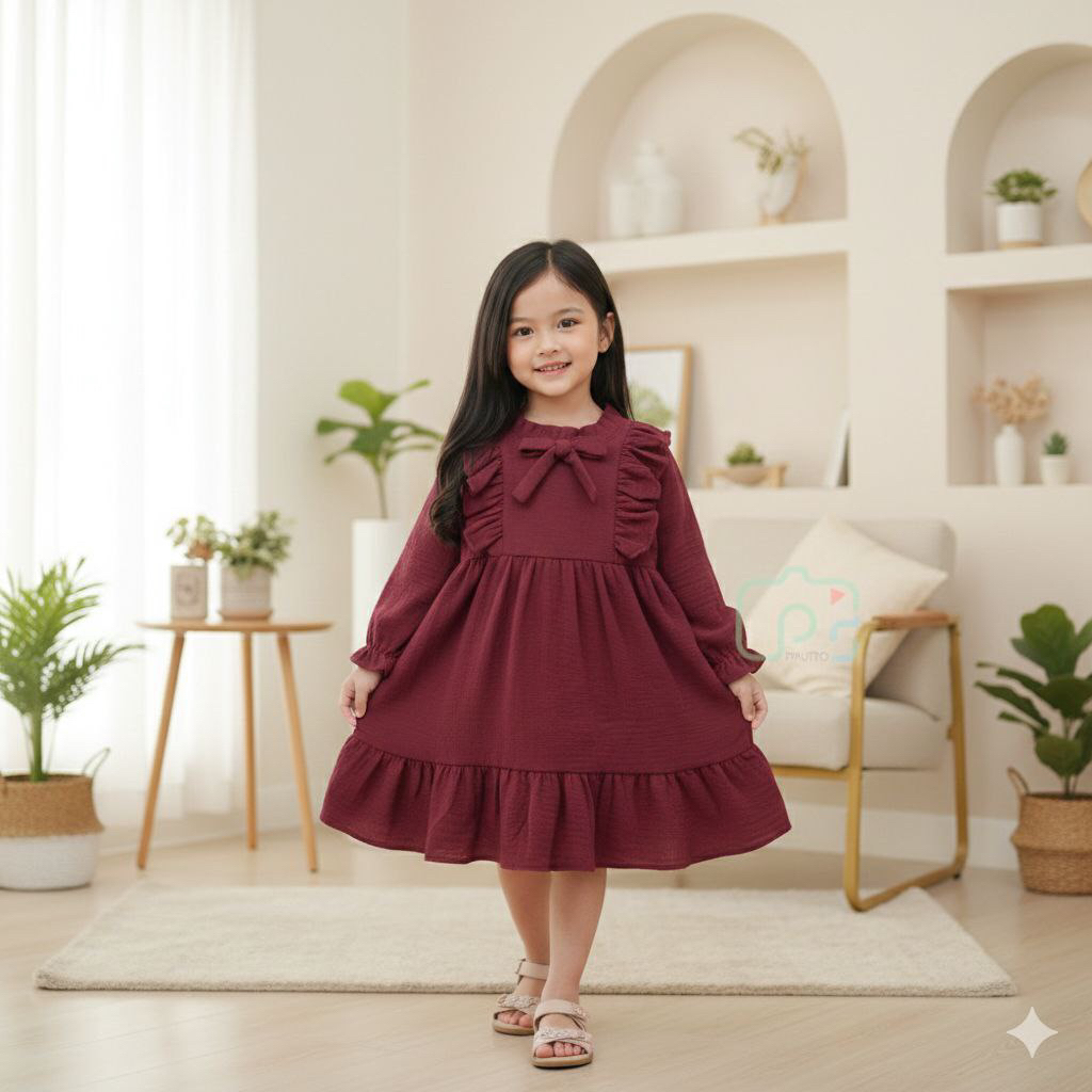 Naira longdress tunik gamis anak perempuan bahan katun rayon crinkle usia 1-5tahun