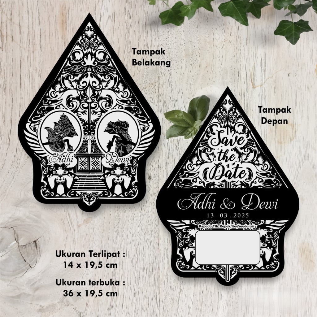 Undangan Pernikahan Custom Tema Jawa Gunungan Wayang Mewah Tebal Aesthetic Ivory Invitation