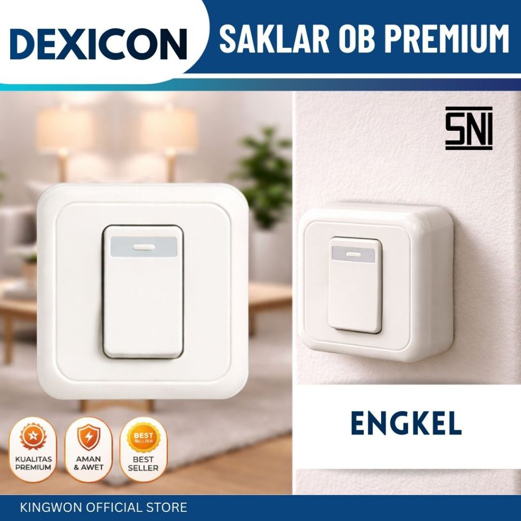Saklar Lampu Outbow Engkel Stop Kontak Dinding Premium OB Sakelar Lampu Rumah Putih DEXICON SNI