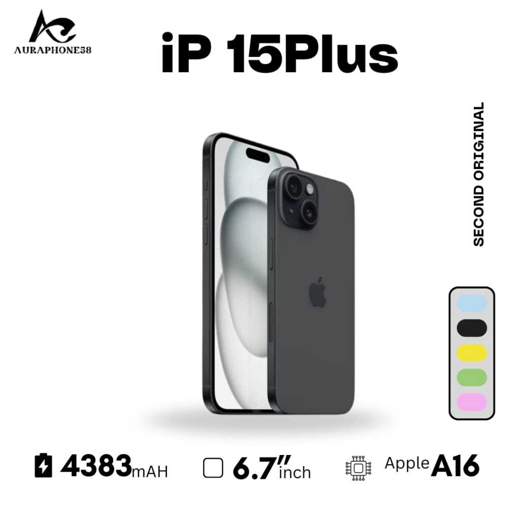 Iphone 15Plus Original Second Full Set Like New 128GB 256GB 512GB