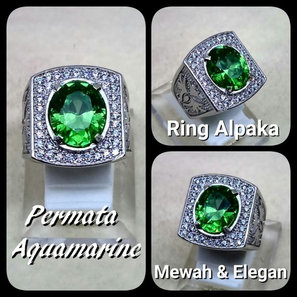 Cincin Permata Green Aquamarine