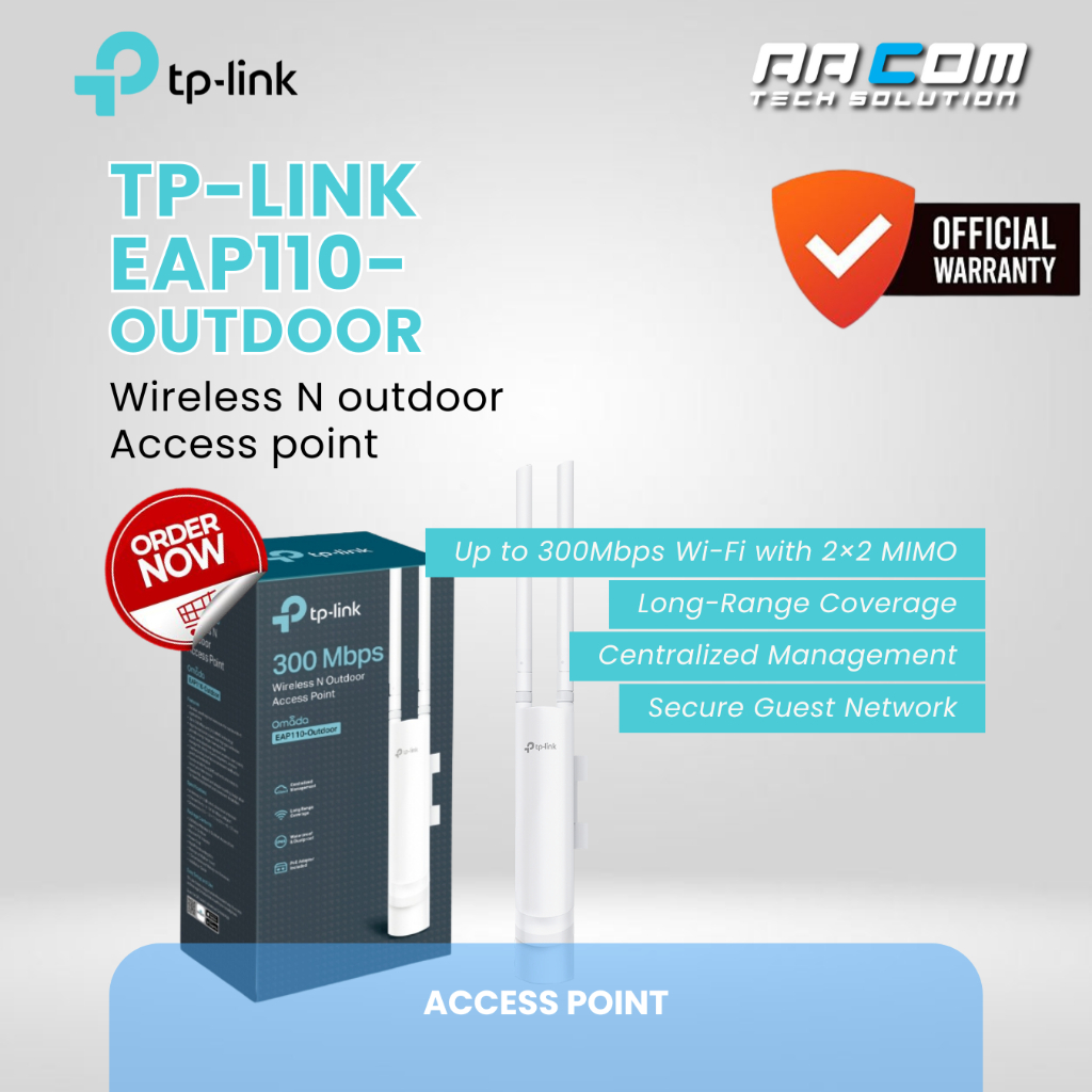 TP Link EAP110 EAP-110 OUTDOOR 300Mbps WIRELESS N OUTDOOR ACCESS POINT- EAP110 OUTDOOR