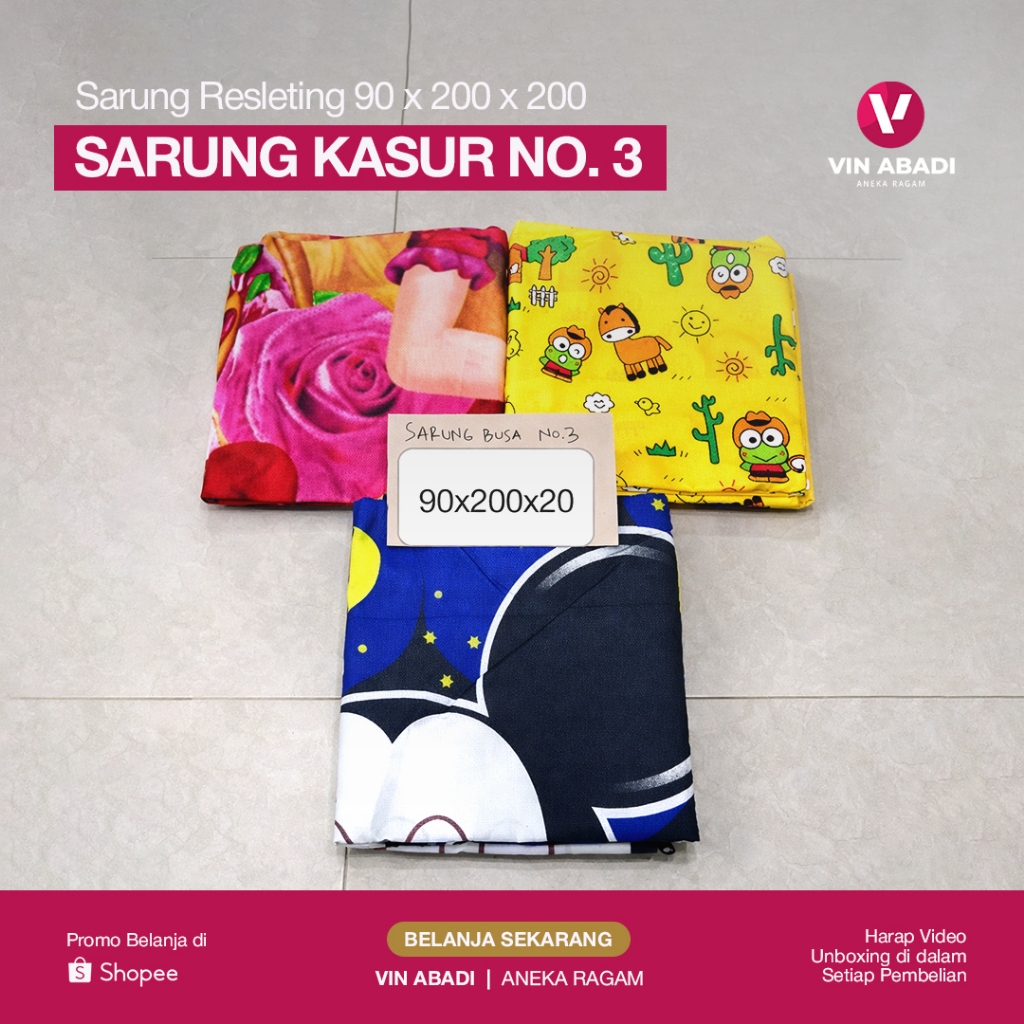 Sarung Kasur No 3 / Resleting / Cover Kasur Busa Inoac / Sprei