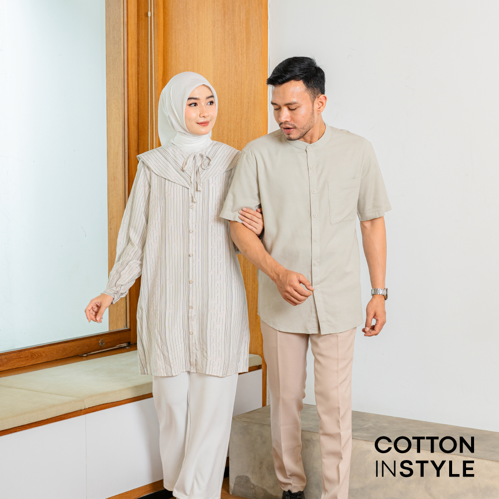 COTTON INSTYLE – Aiden Sarimbit Family Set Dress Tunik Wanita Koko Pria Baju Couple Keluarga