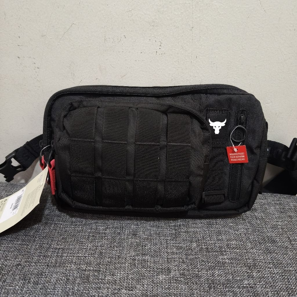 UA x Project Rock Waist bag Black 7L / Tas Dijamin Original