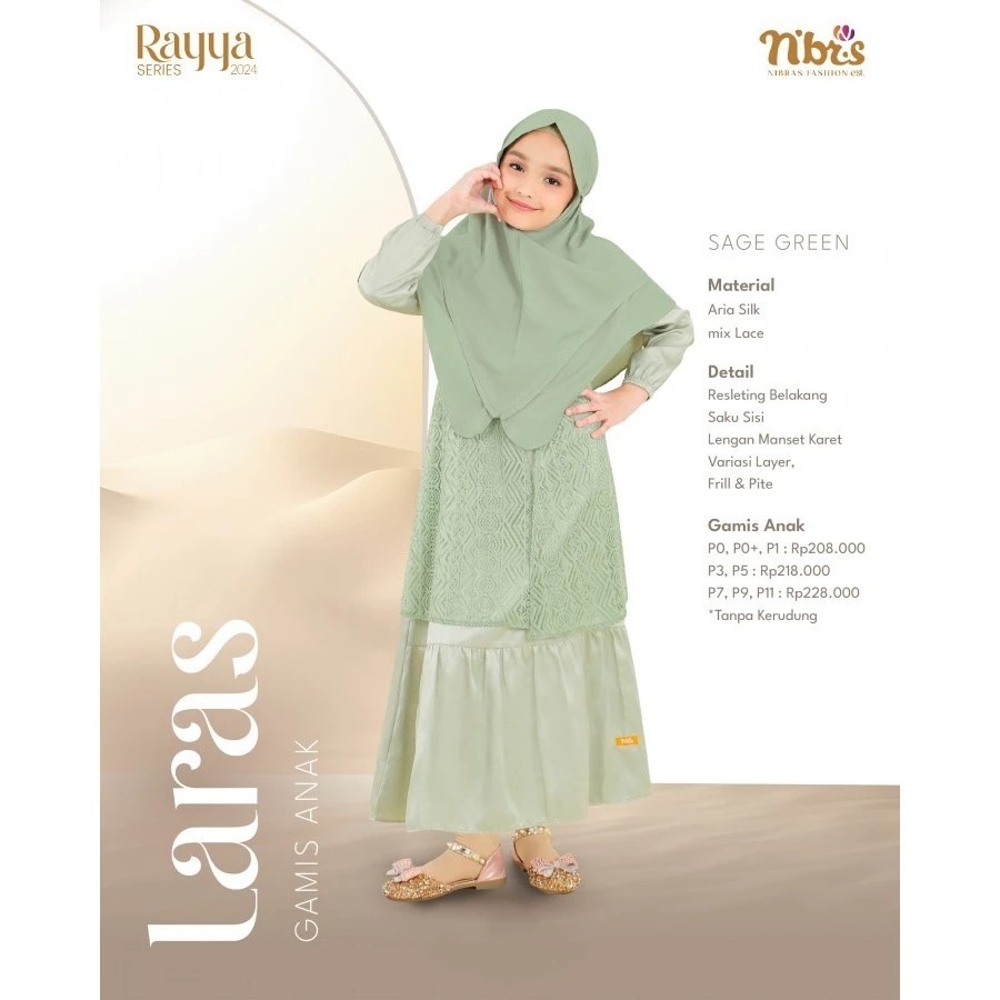 GAMIS ANAK TERBARU / GAMIS NIBRAS FREYA ANAK BLACK / GAMIS NIBRAS LARAS SAGE GREEN / GAMIS NIBRAS AN
