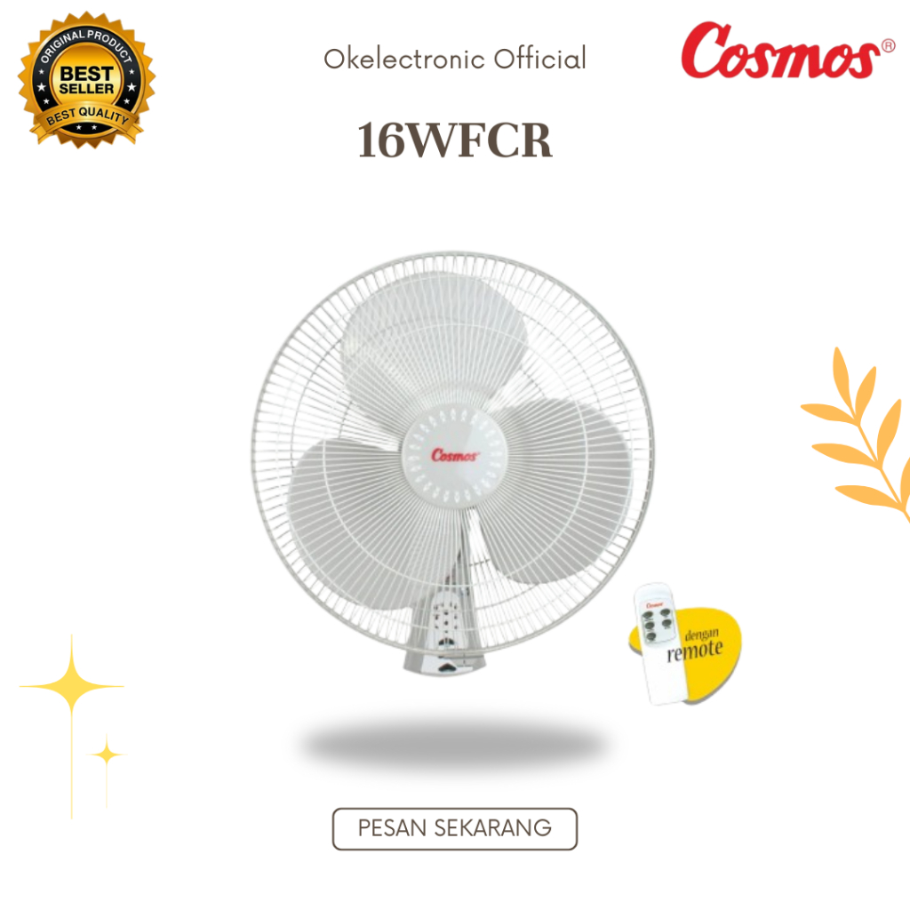 COSMOS WALL FAN + REMOTE 16WFCR 16inch/16 WFCR/16-WFCR/16-WFCR/16 WFCR/COSMOS ORIGINAL GARANSI RESMI