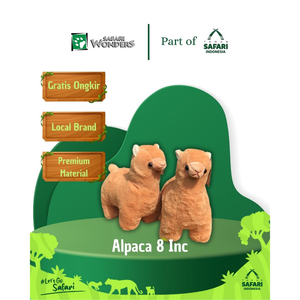 SAFARI WONDERS Original Merchandise - Boneka Alpaca 8inc - Taman Safari Indonesia