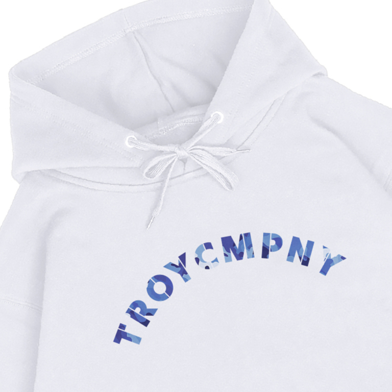 Troy Company Hoodie White Tone Blue Army - Hoodie Pria Hoodie Putih KHD 2715