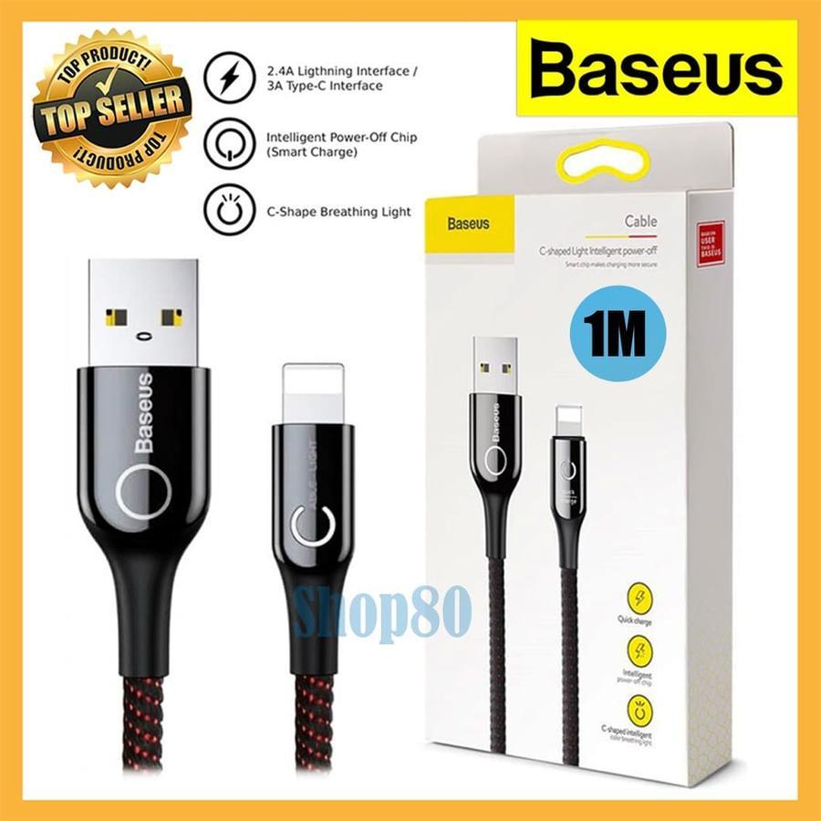 Kabel Baseus Auto Power Off iPhone Lightning Cable Kabel Data Automatic Disconnect Cable LED Light