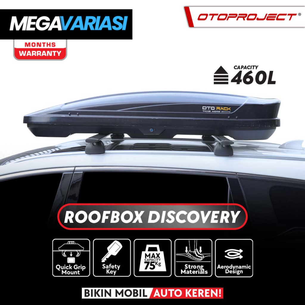 Roof box / Roofbox Otorack Discovery series 450L Otoproject Warna Black Glossy / White Glossy