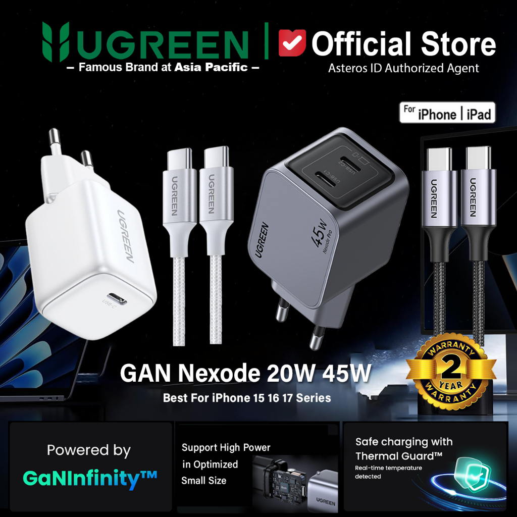 UGREEN Charger iPhone 15 16 17 Pro Max Series Type C to Type-C Fast Charging 20W 30W 45W