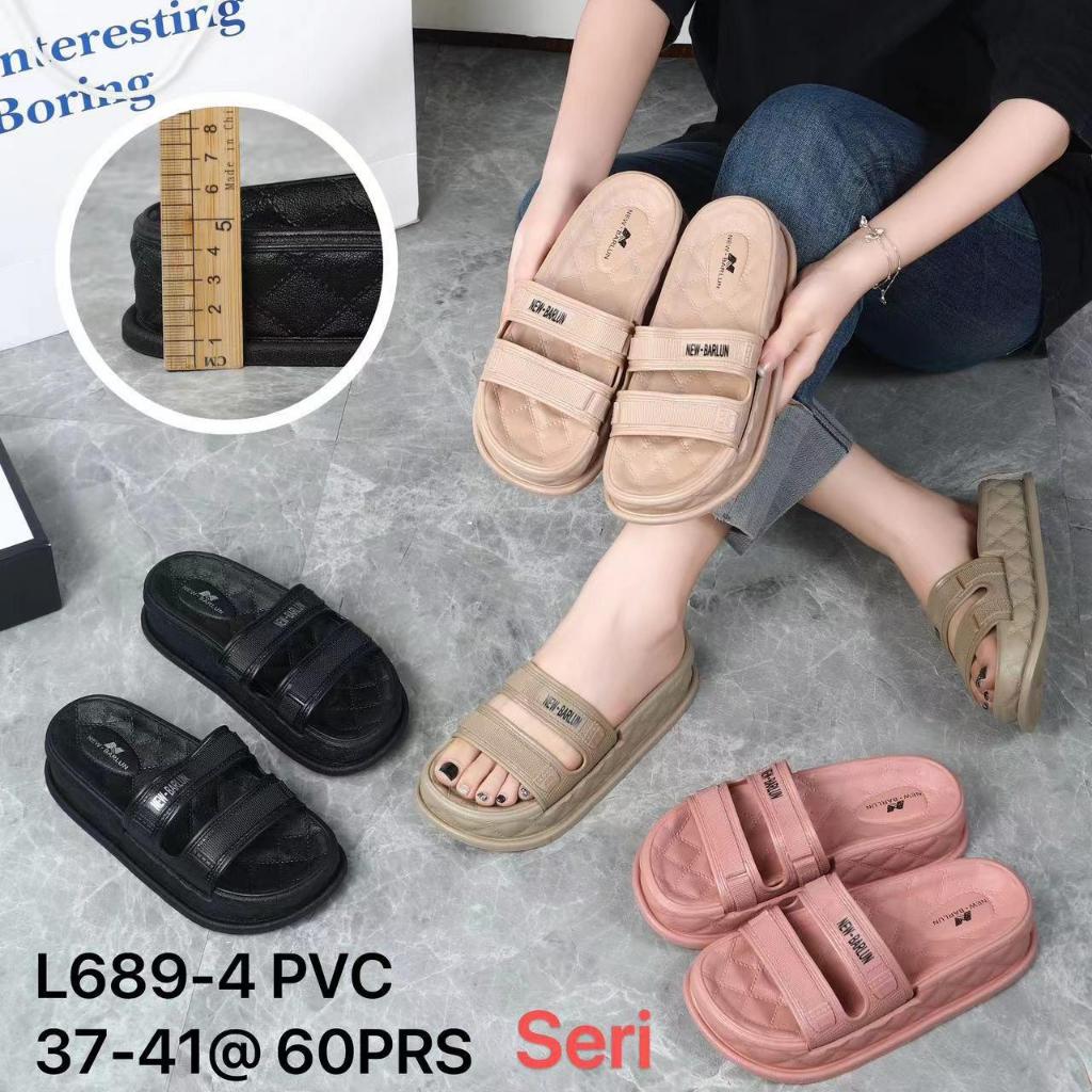 Sandal Jelly Slop Wanita Kekinian Sandal Fuji Wanita Dewasa Korea Tinggi 5cm L689-4