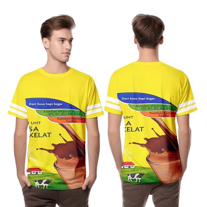 JERSEY ATASAN PRIA MODEL SUSU ULTRAMILK COKLAT FULL PRINTING //baju kaos warna sesuai asli terpercay
