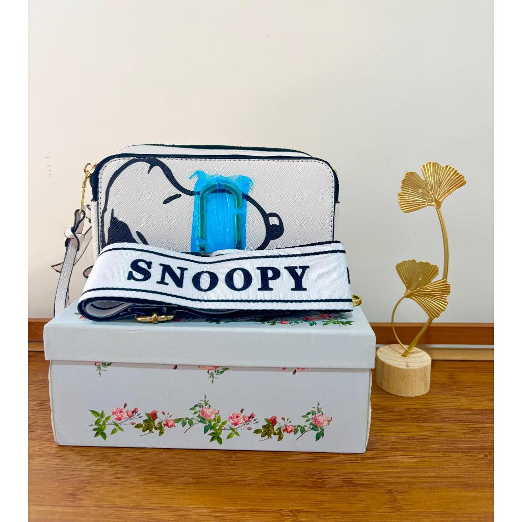 57401 Tas Selempang Warna Putih Kekinian Snoopy Bahan PU Leather Import Premium