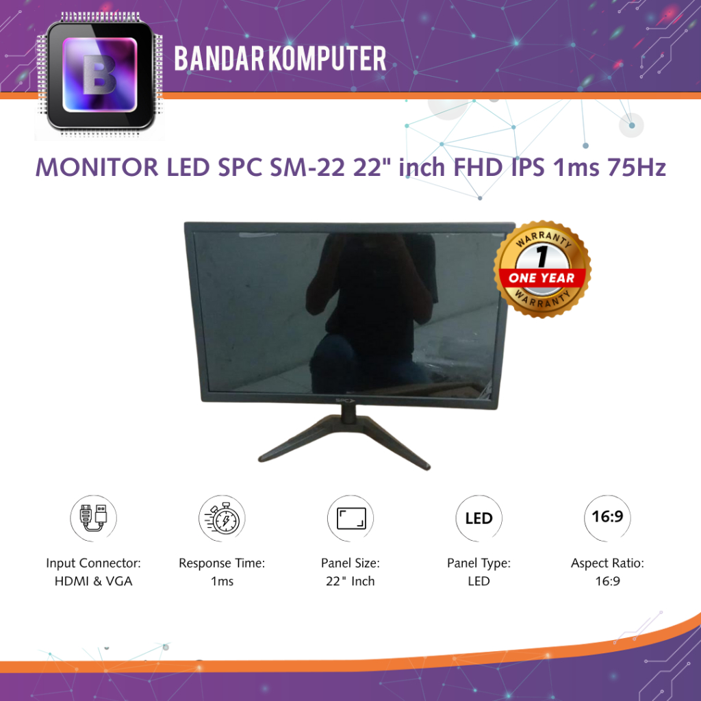 MONITOR LED SPC SM-22 22" inch FHD IPS 1ms 75Hz