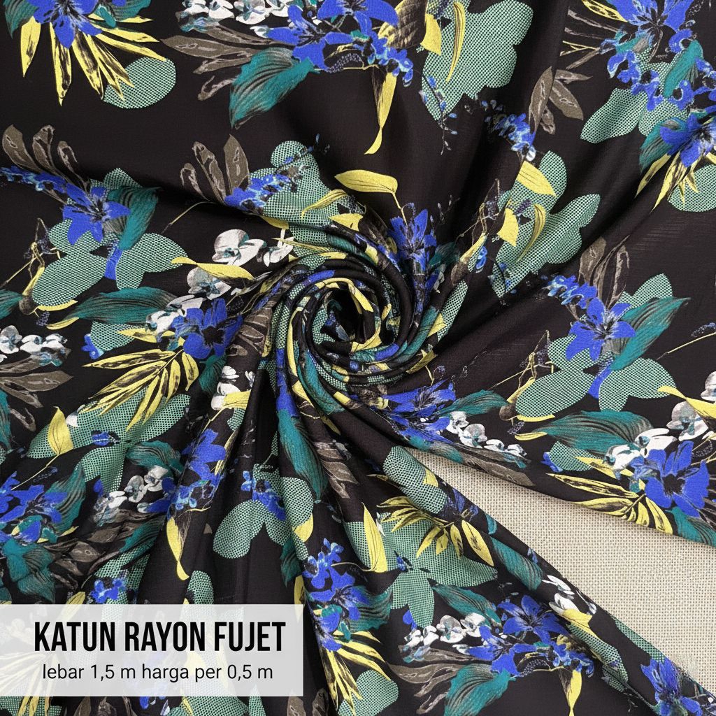 kain katun motif bunga - kain katun rayon kringkel motif bunga