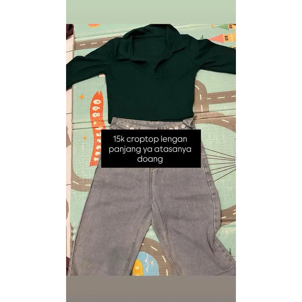 kaos lengan panjang crop top