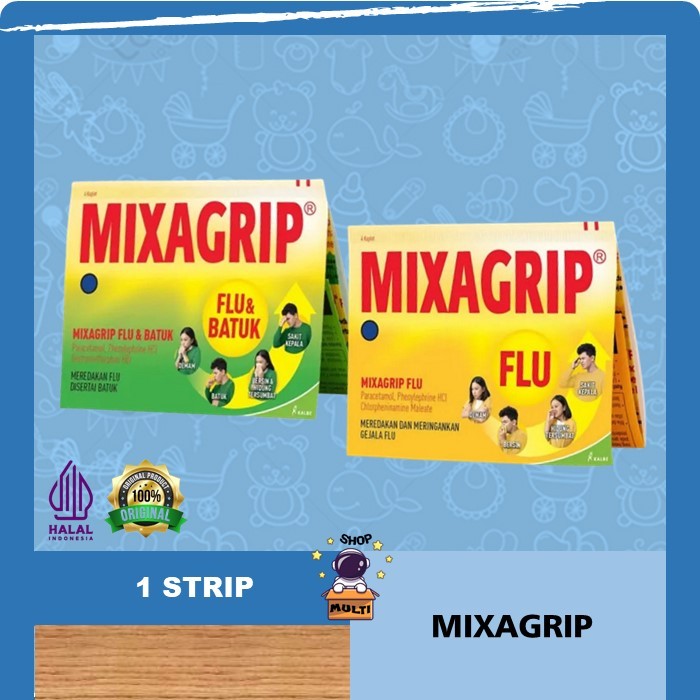1 STRIP MIXAGRIP FLU | MIXAGRIP FLU & BATUK | 4 KAPLET | MEREDAKAN GEJALA FLU DAN BATUK
