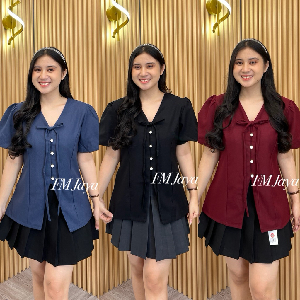 TOP ATASAN WANITA 1587-5 || BLOUSE WANITA CNY PREMIUM || ATASAN WANITA LENGAN PENDEK || BLOUSE WANIT