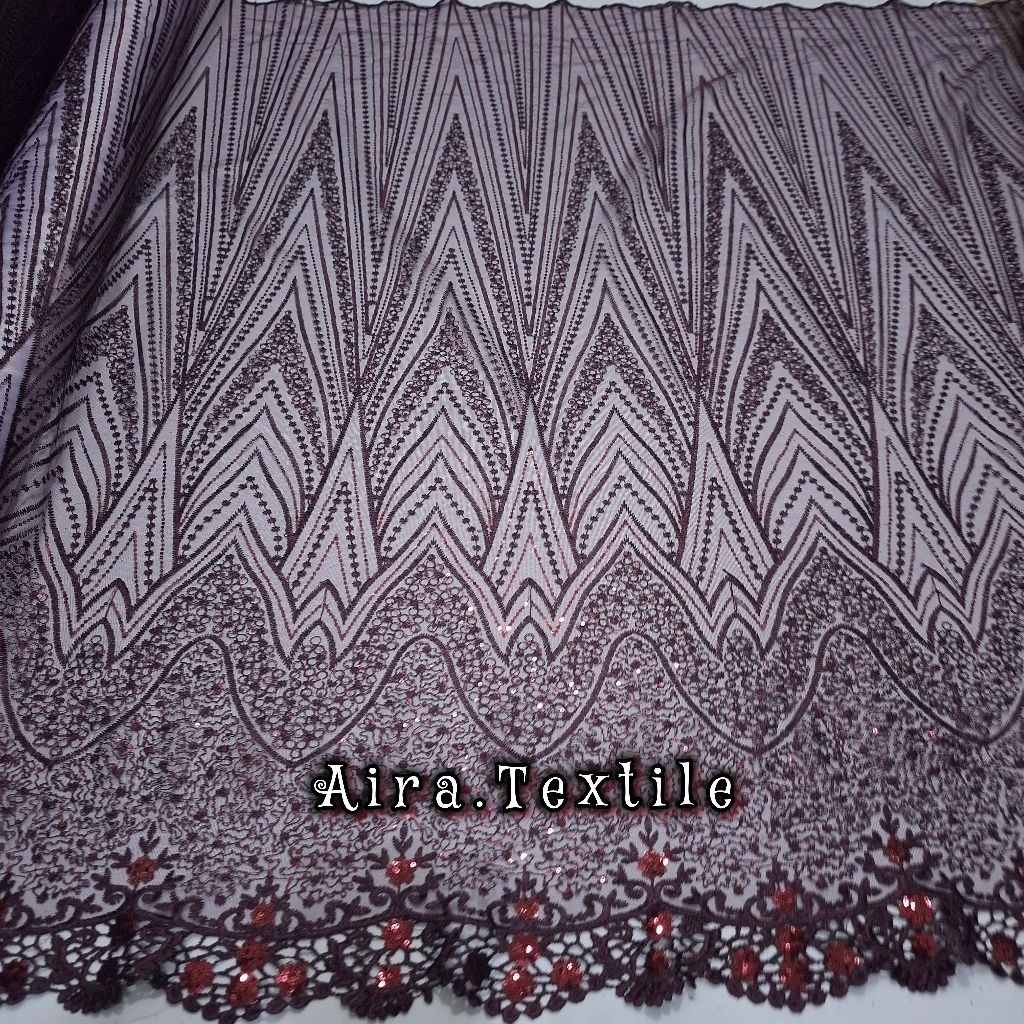 Murah Tile Payet Spangel Premium/ Kain Tile Sequin Bordir/Kain Tulle Elisap Camical/Full Payet Sequi