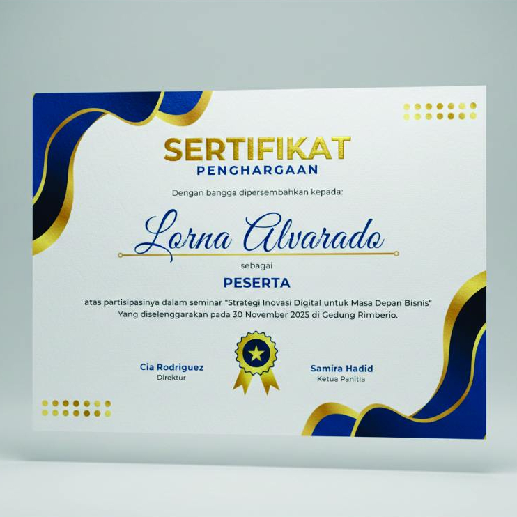 Cetak Piagam Foil Emas /SERTIFIKAT COSTUME Emas Foil / certificate Foil Emas Free Desain