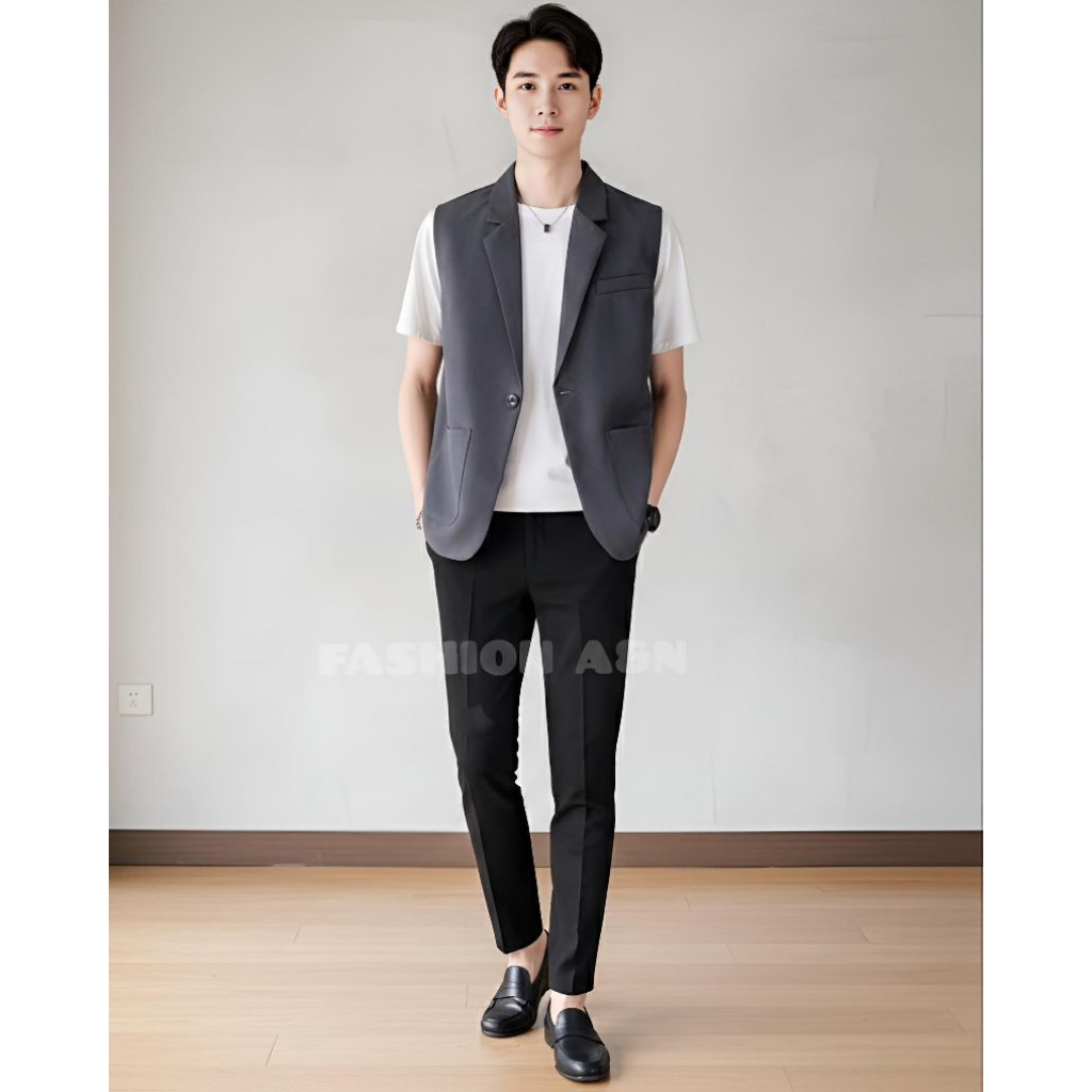 Rompi Pria Jas Pria Tanpa Lengan Dengan Gaya Santai Style Korea Formal Non Formal