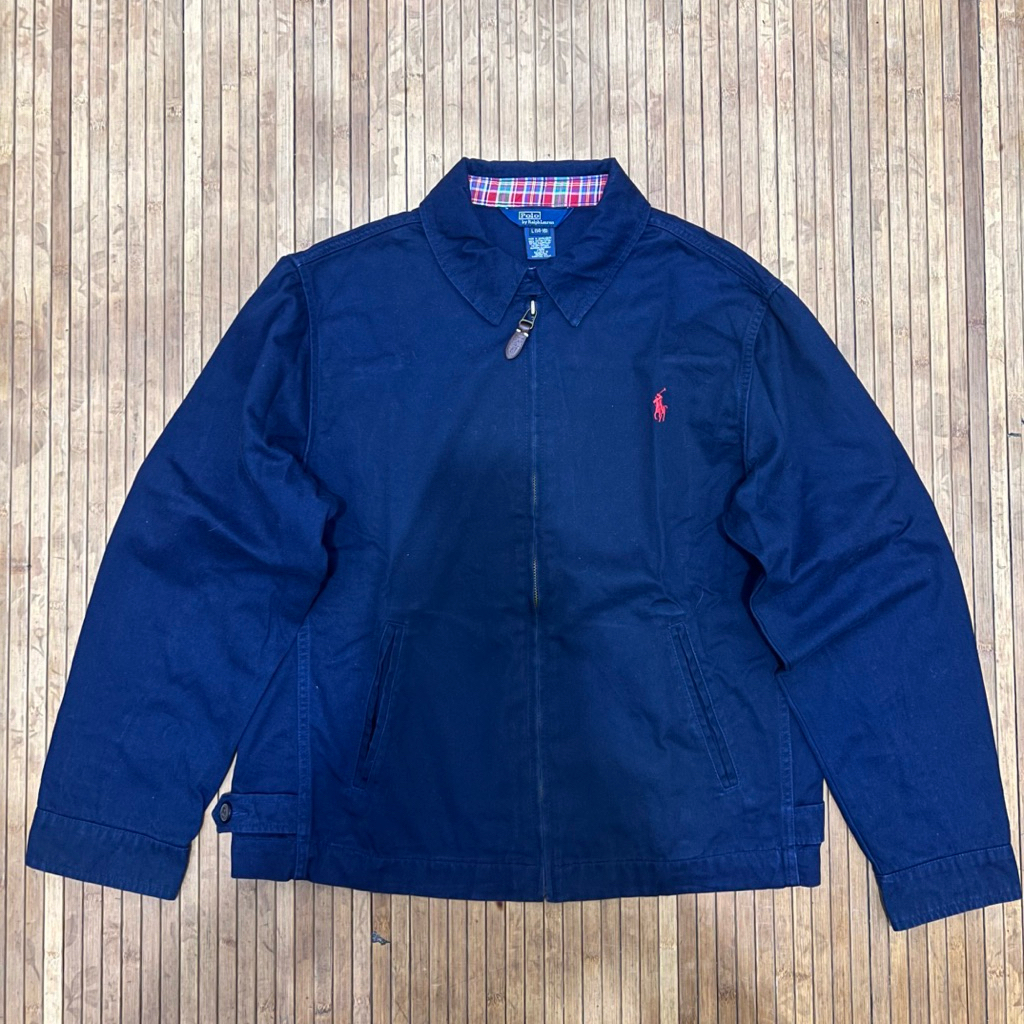 HARRINGTON POLO RALPH LAUREN TARTAN NAVY BOMBER JACKET barbour baracuta