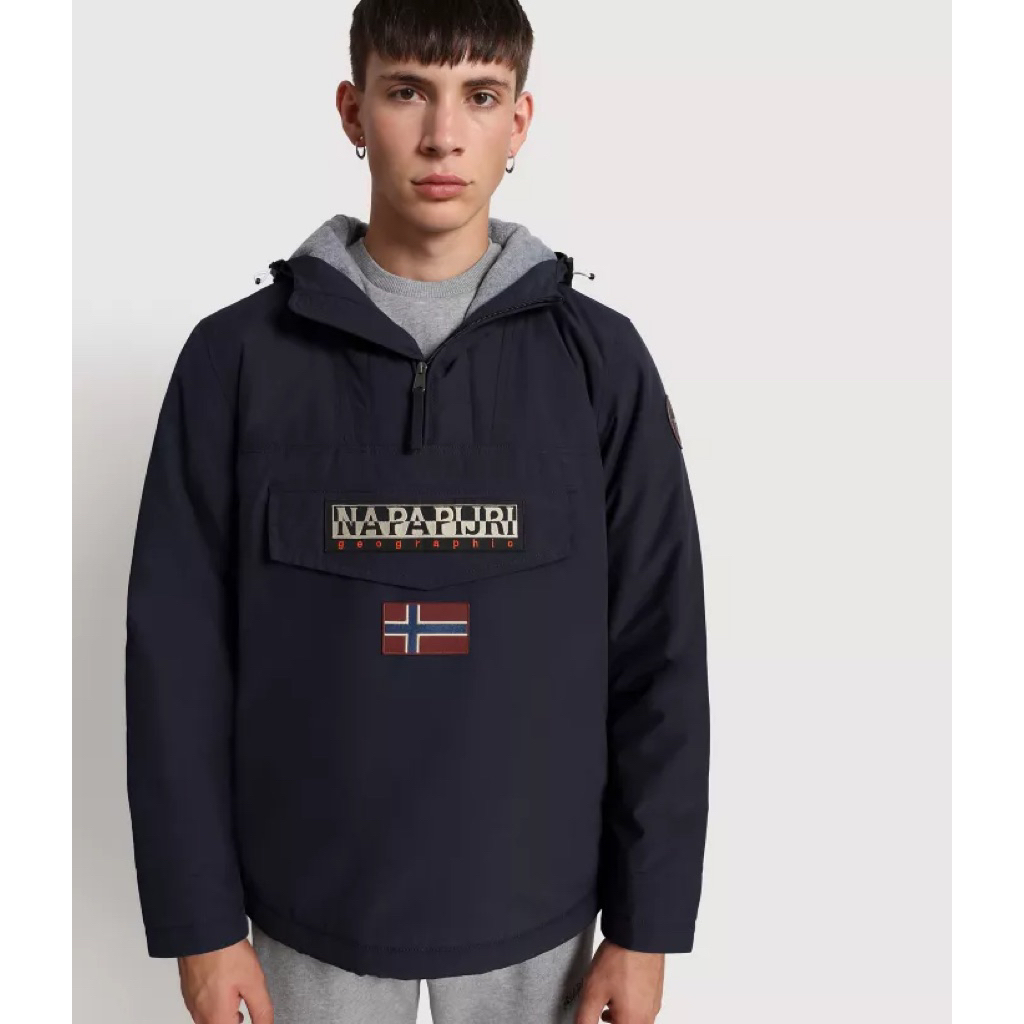 Napapijri Rainforest Winter Anorak Hooded Jacket In Navy