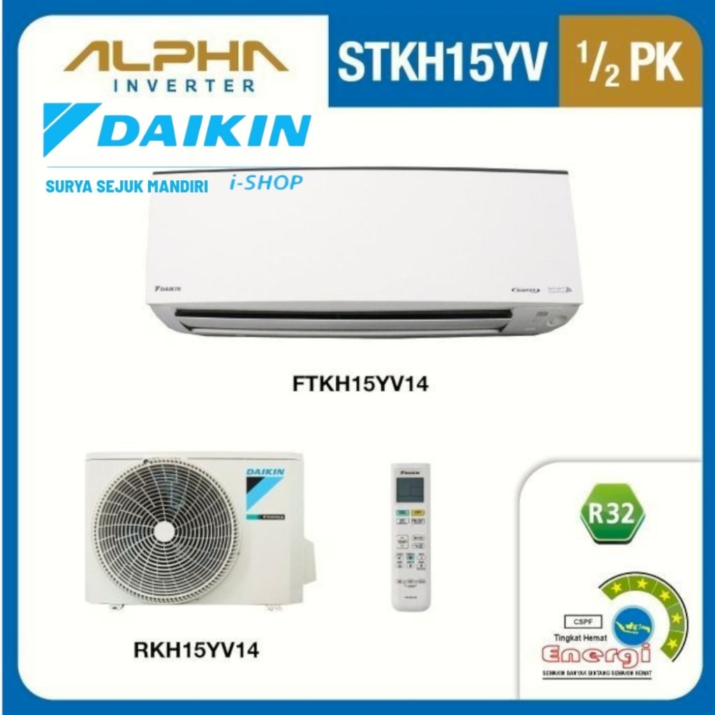 Ac Daikin Alpha Inverter 1/2 Pk FTKH15YV Daikin Ac Inverter 1/2 Pk STKH15YV