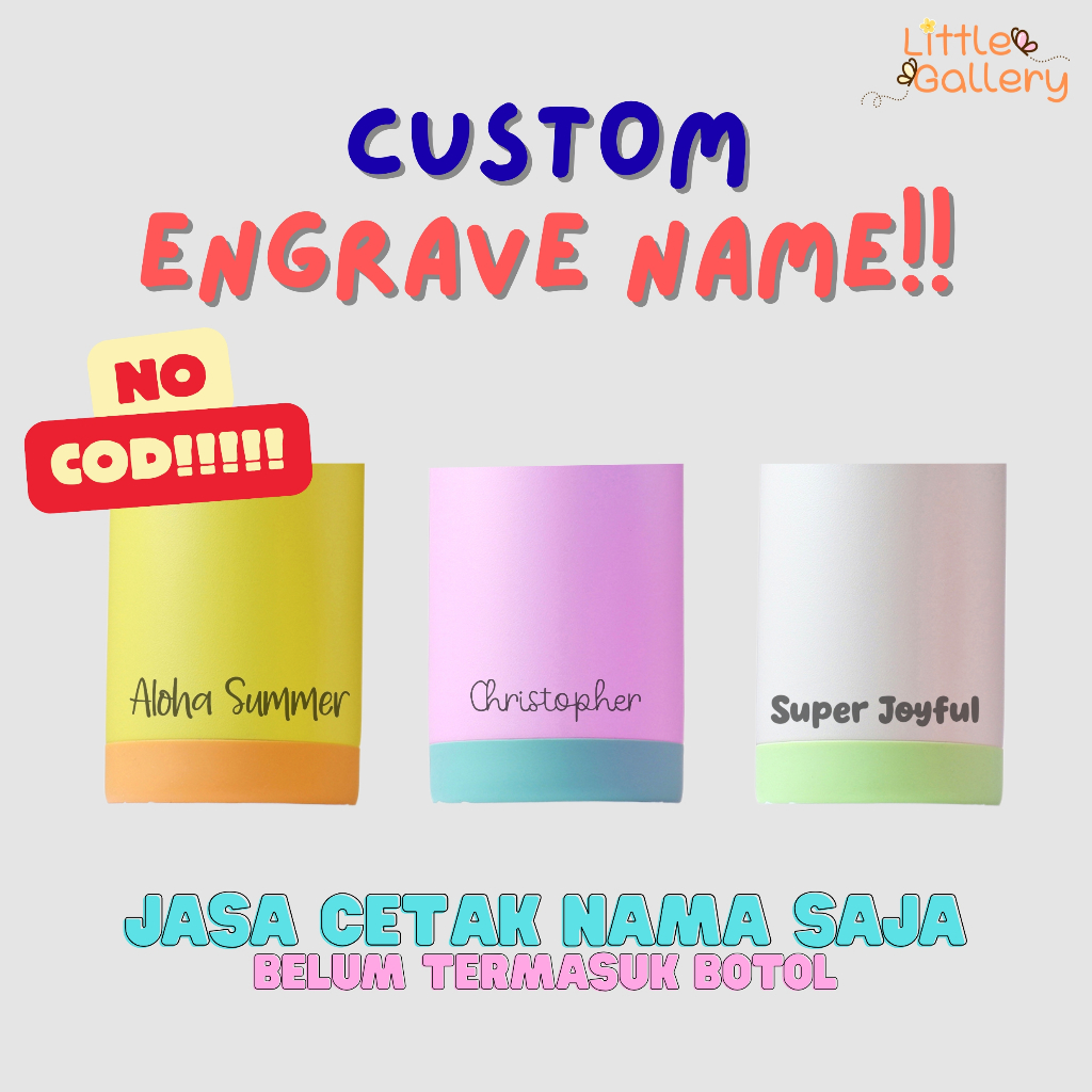 Little Gallery Jasa Cetak Nama atau Logo Custom Desain Tumbler Tambahan