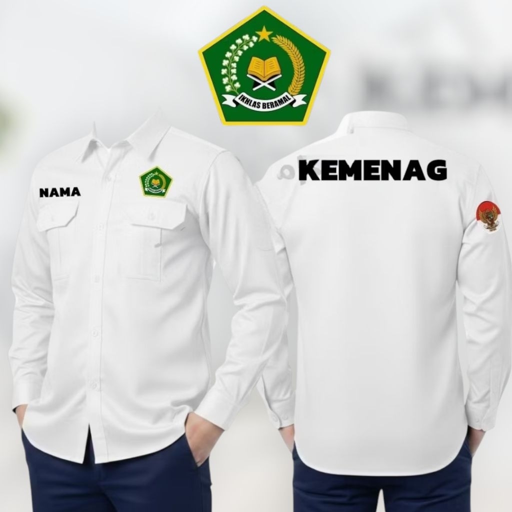 Kemeja KEMENAG Seragam Kemenag Putih Panjang