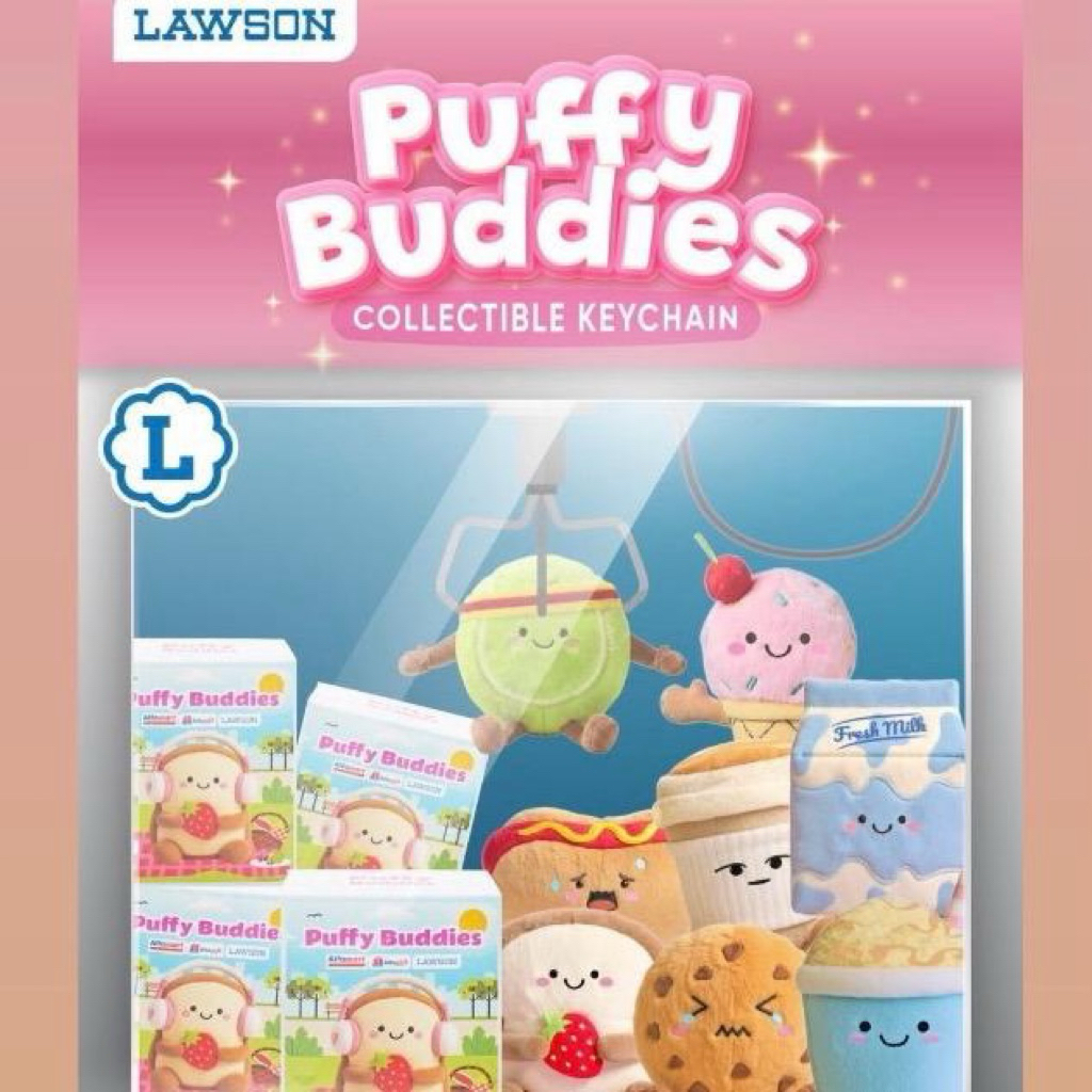 Official Puffy Buddies Collectible Keychain, Lawson Alfagift Alfamart