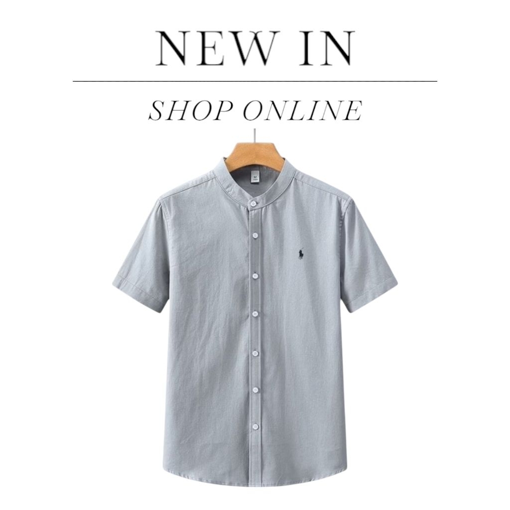 kemeja Shanghai Kemeja pria lengan pendek kerah Shanghai polo Ralph Lauren Model Slim fit