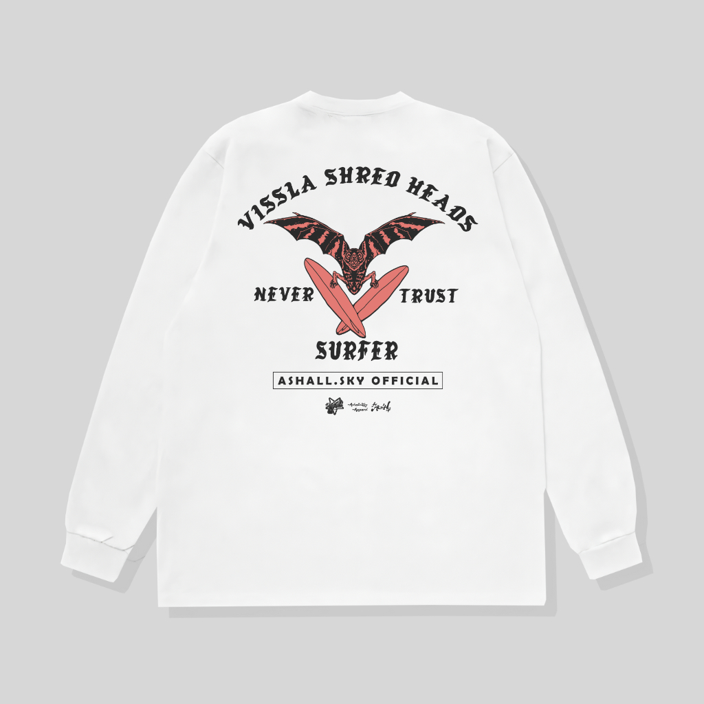 Ashall.sky Longsleeve Vissla Never trust Hitam Kaos Distro Lengan Panjang Pria Wanita Cotton Combed 