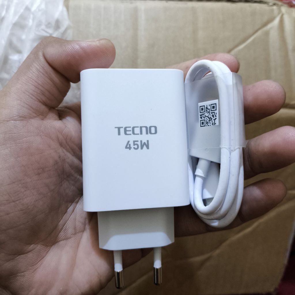 Charger Tecno 45W Pova 4 Pro, Pova 5 Original Fastcharging Type C