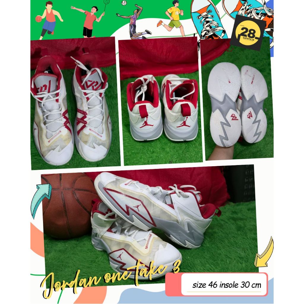 Sepatu Basketball/Badminton/volleyball/Running size 46 insole 30 cm